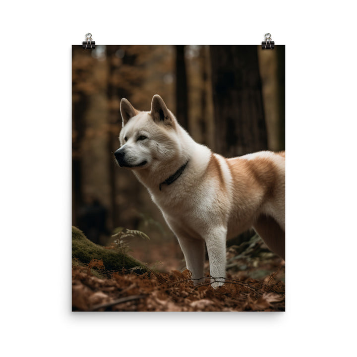 Akita Guarding the Forest Photo paper poster - PosterfyAI.com