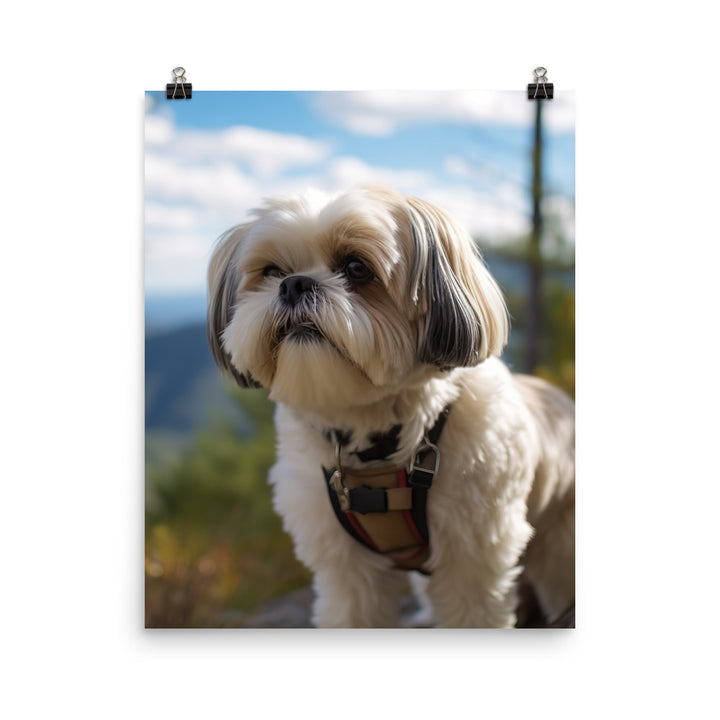 Adventurous Shih Tzu on a Hike Photo paper poster - PosterfyAI.com