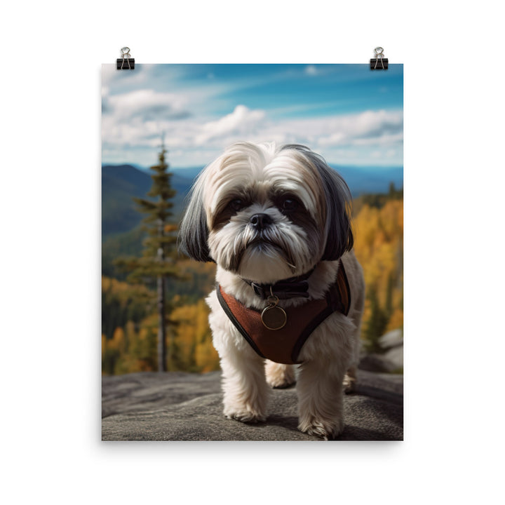 Adventurous Shih Tzu on a Hike Photo paper poster - PosterfyAI.com