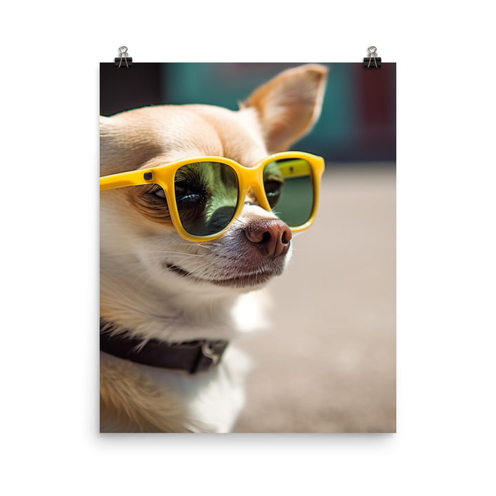 A Chihuahua wearing sunglasses Photo paper poster - PosterfyAI.com