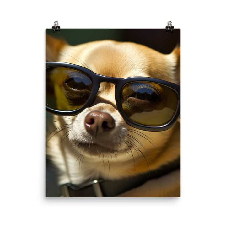 A Chihuahua wearing sunglasses Photo paper poster - PosterfyAI.com