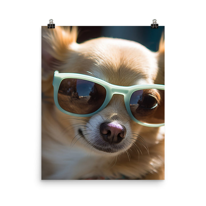 A Chihuahua wearing sunglasses Photo paper poster - PosterfyAI.com