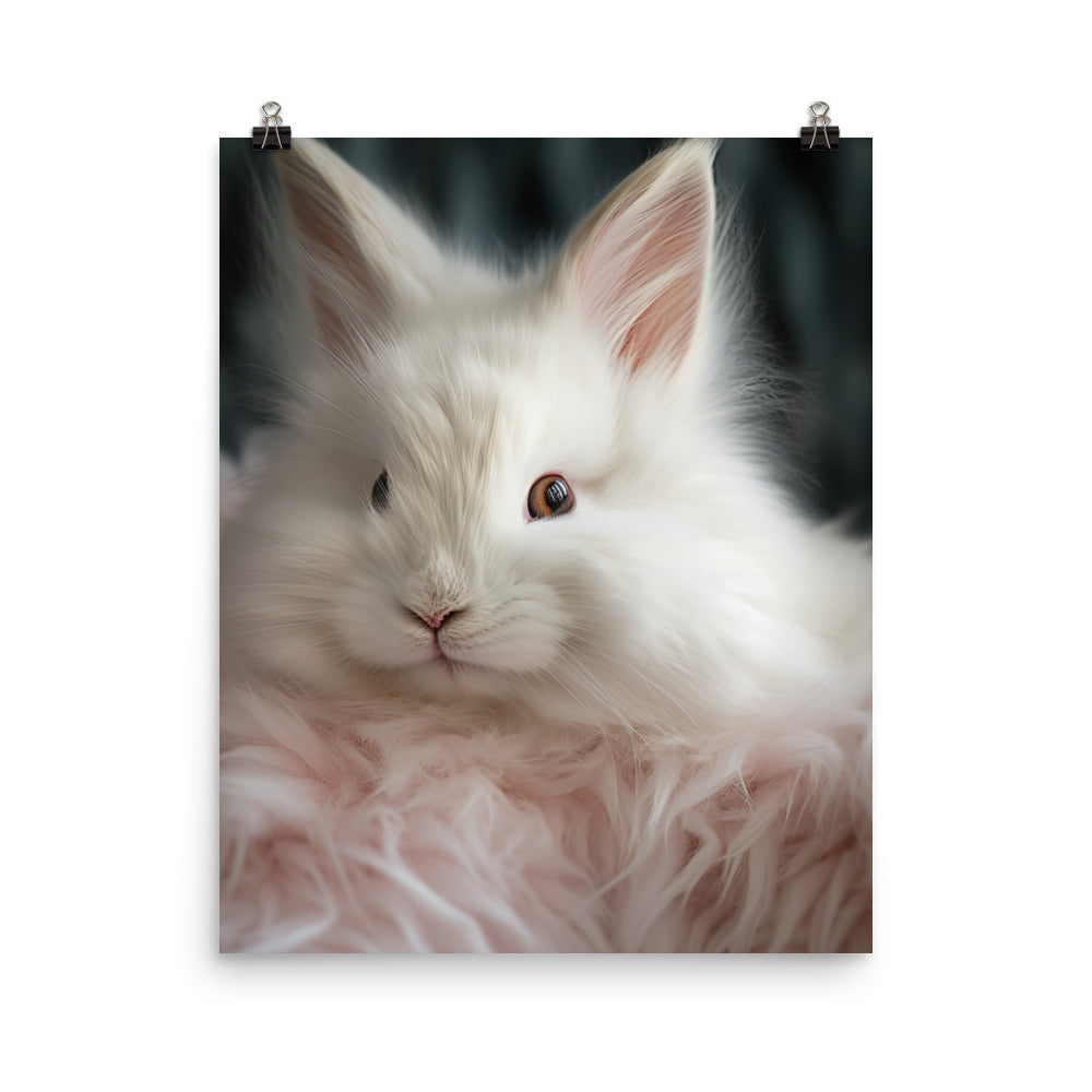 Adorable French Angora Bunny Photo paper poster - PosterfyAI.com