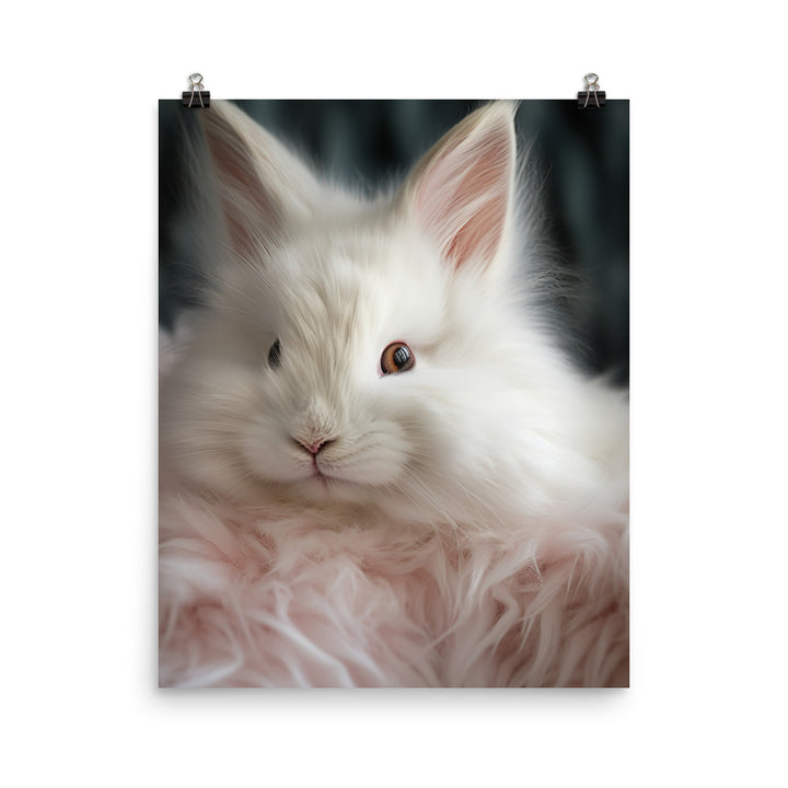 Adorable French Angora Bunny Photo paper poster - PosterfyAI.com