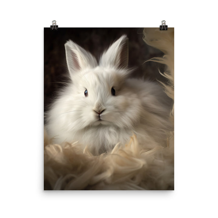 Adorable French Angora Bunny Photo paper poster - PosterfyAI.com