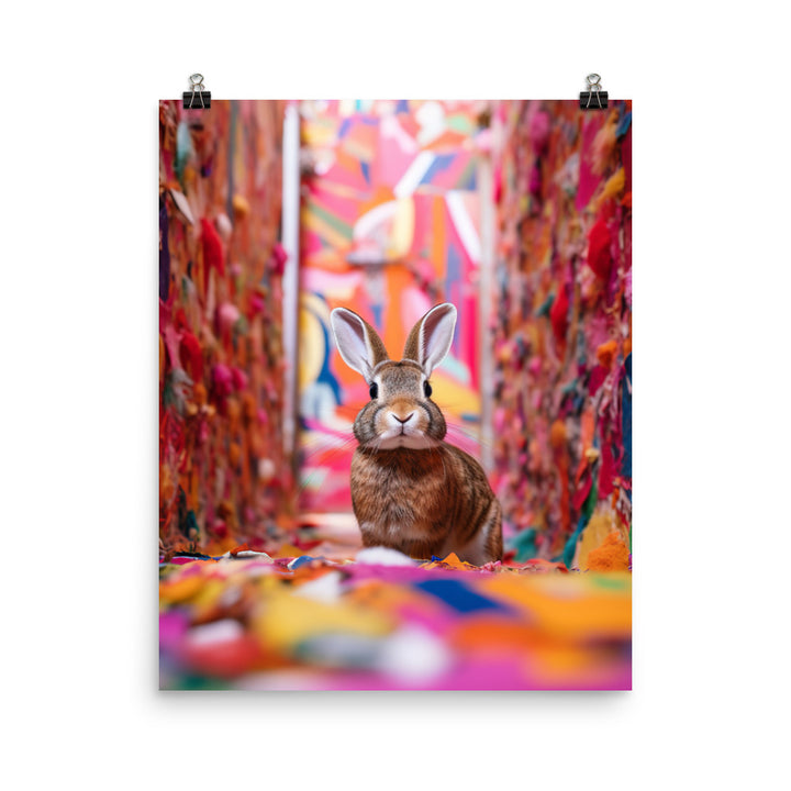 Playful English Spot Bunny Photo paper poster - PosterfyAI.com