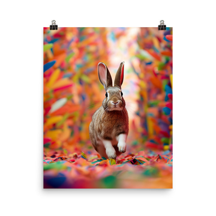 Playful English Spot Bunny Photo paper poster - PosterfyAI.com