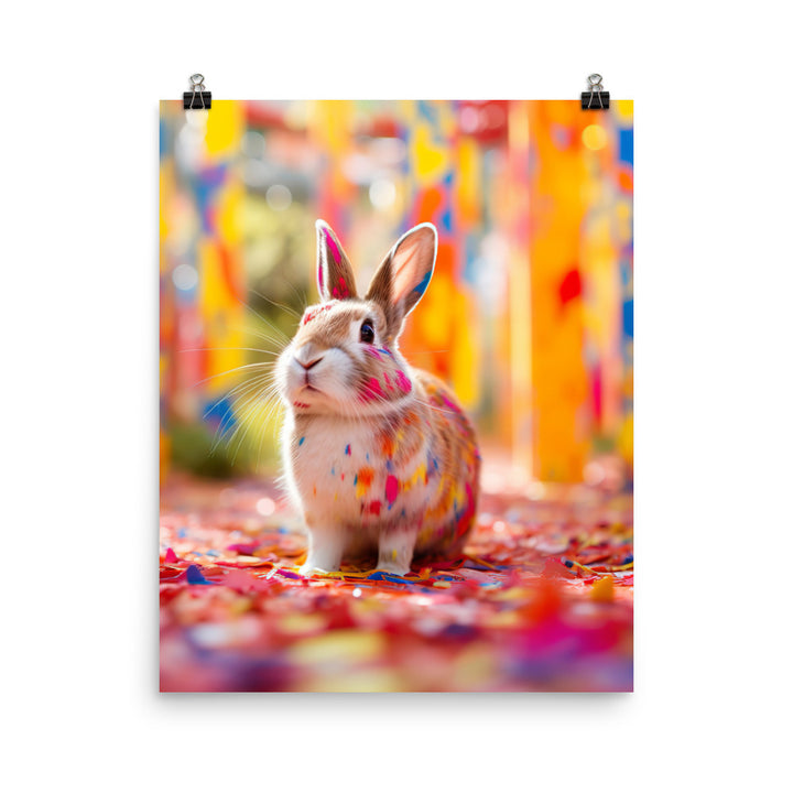 Playful English Spot Bunny Photo paper poster - PosterfyAI.com