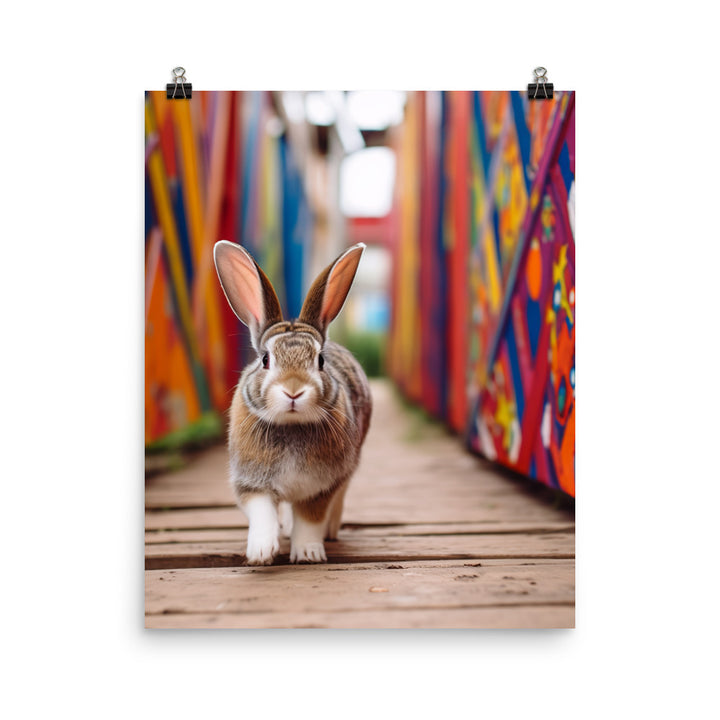 Playful English Spot Bunny Photo paper poster - PosterfyAI.com