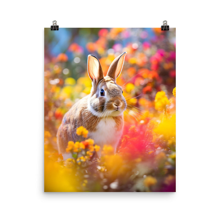 Playful English Spot Bunny Photo paper poster - PosterfyAI.com