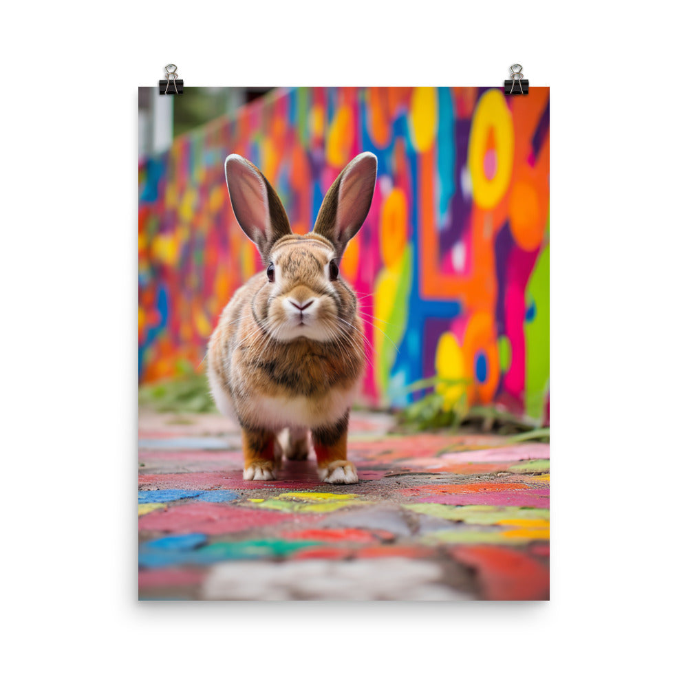 Playful English Spot Bunny Photo paper poster - PosterfyAI.com