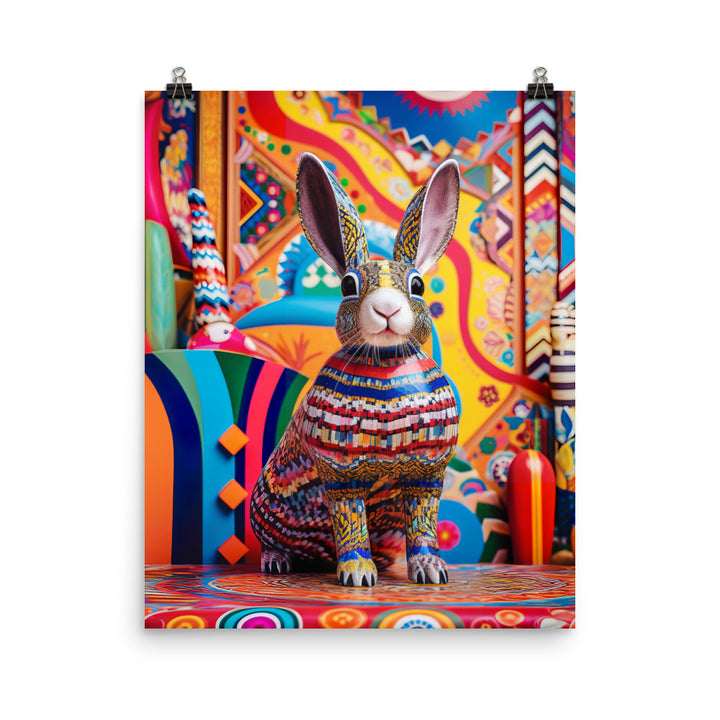 Playful English Spot Bunny Photo paper poster - PosterfyAI.com
