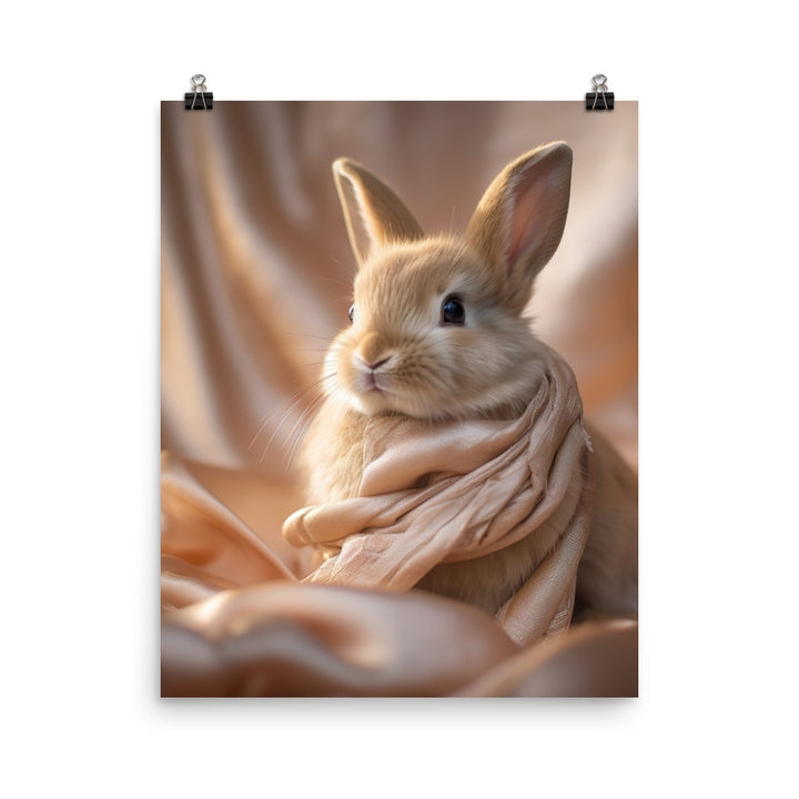Mini Satin Bunnys Luxurious Presence Photo paper poster - PosterfyAI.com