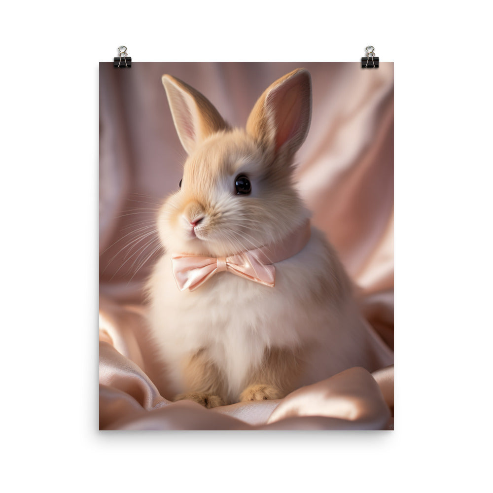 Mini Satin Bunnys Luxurious Presence Photo paper poster - PosterfyAI.com