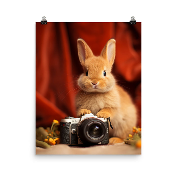 Mini Satin Bunnys Enchanting Inquisitiveness Photo paper poster - PosterfyAI.com