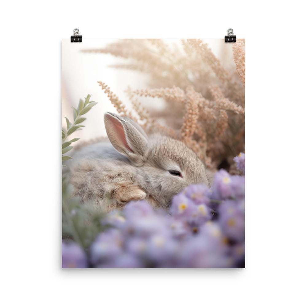 Mini Satin Bunny in Tranquil Bliss Photo paper poster - PosterfyAI.com