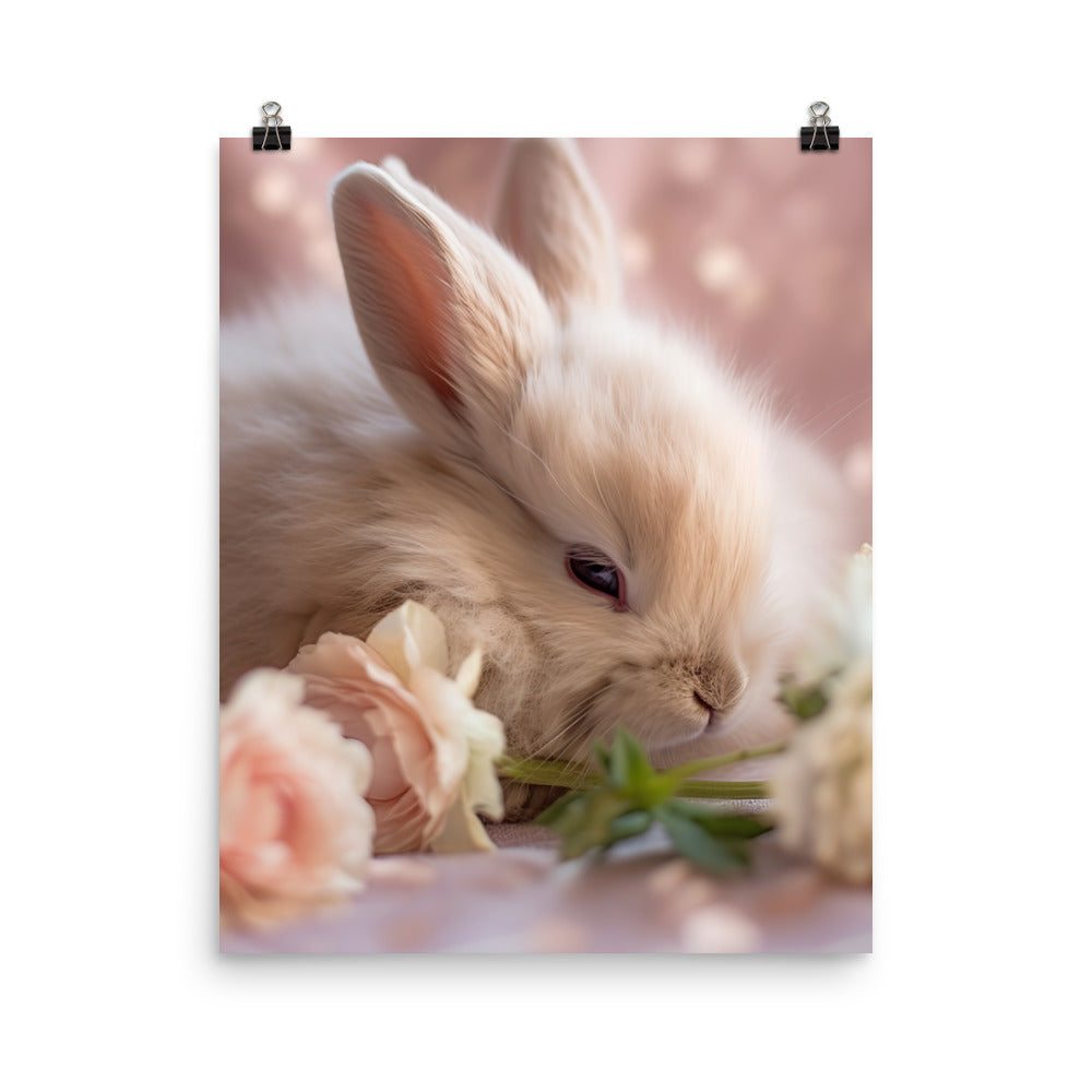 Mini Satin Bunny in Tranquil Bliss Photo paper poster - PosterfyAI.com