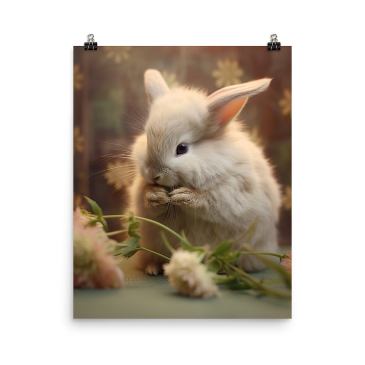 Mini Satin Bunny in Tranquil Bliss Photo paper poster - PosterfyAI.com