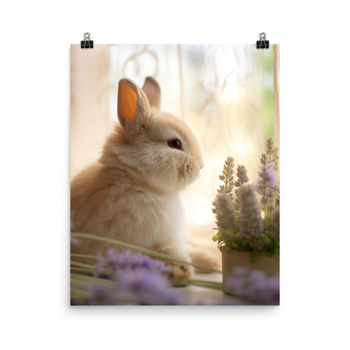 Mini Satin Bunny in Tranquil Bliss Photo paper poster - PosterfyAI.com