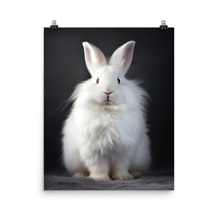 Satin Angora Bunny in a Cozy Setting Photo paper poster - PosterfyAI.com