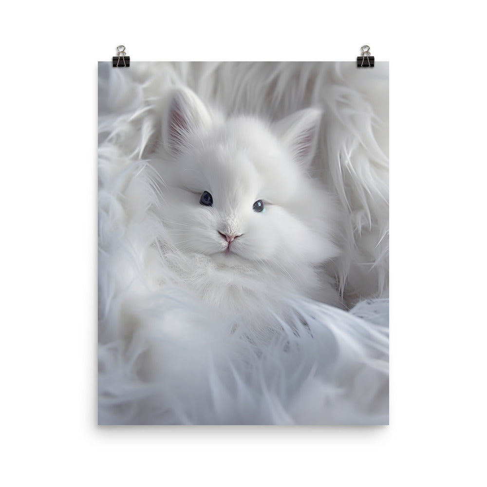 Adorable Satin Angora Bunny Photo paper poster - PosterfyAI.com