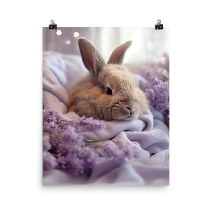 Lilac Bunny in a Cozy Setting Photo paper poster - PosterfyAI.com