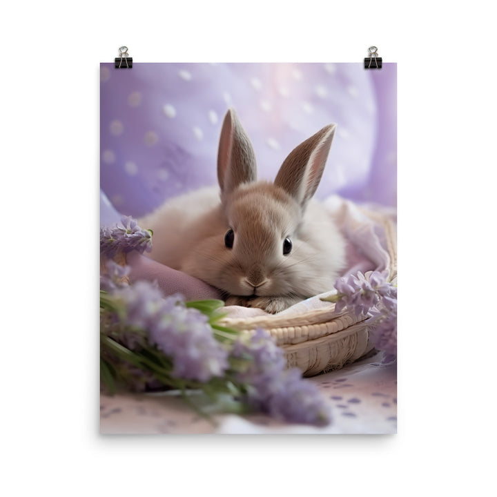 Lilac Bunny in a Cozy Setting Photo paper poster - PosterfyAI.com