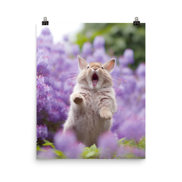 Lilac Bunny Enjoying a Playful Hop Photo paper poster - PosterfyAI.com