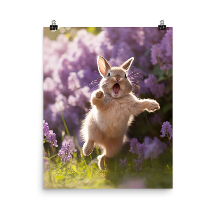 Lilac Bunny Enjoying a Playful Hop Photo paper poster - PosterfyAI.com