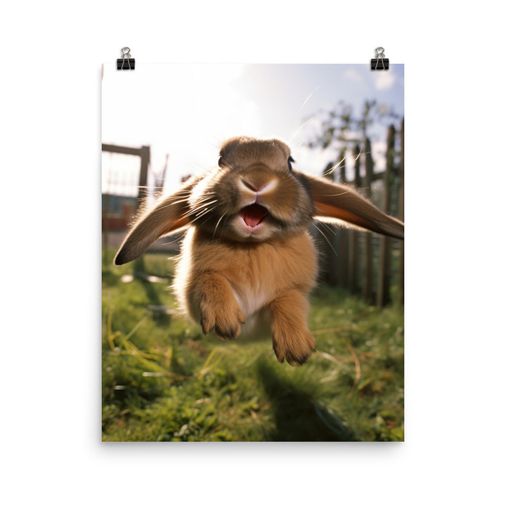 Mini Lop Bunny Enjoying a Playful Hop Photo paper poster - PosterfyAI.com