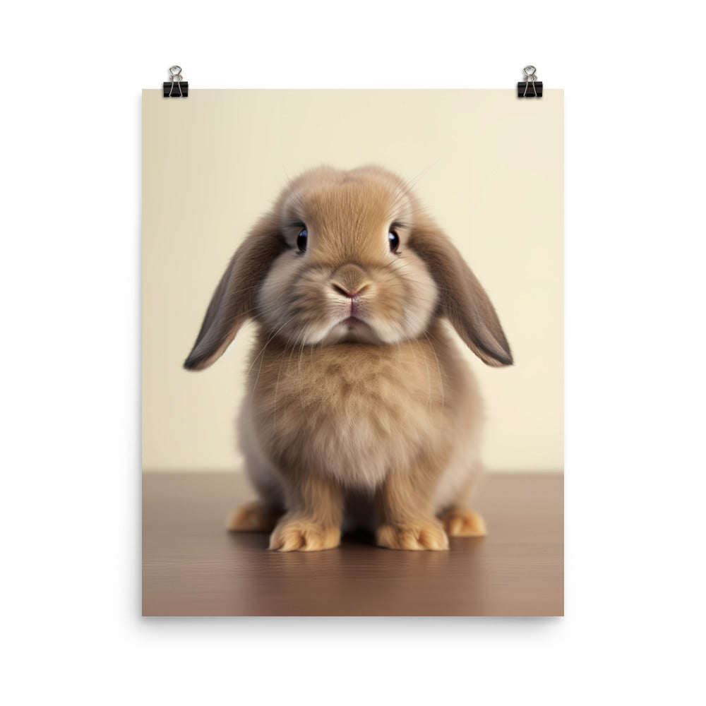 Adorable Mini Lop Bunny Photo paper poster - PosterfyAI.com