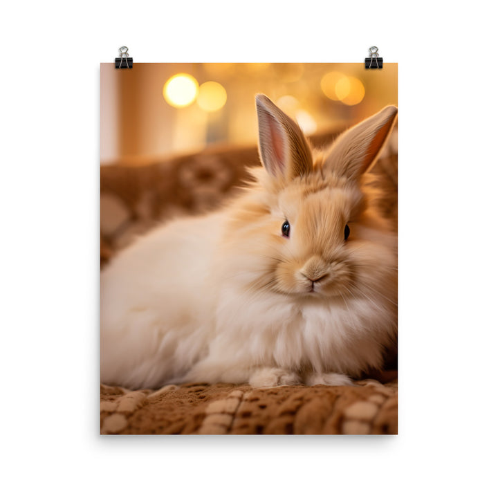 Lionhead Bunny in a Cozy Setting Photo paper poster - PosterfyAI.com