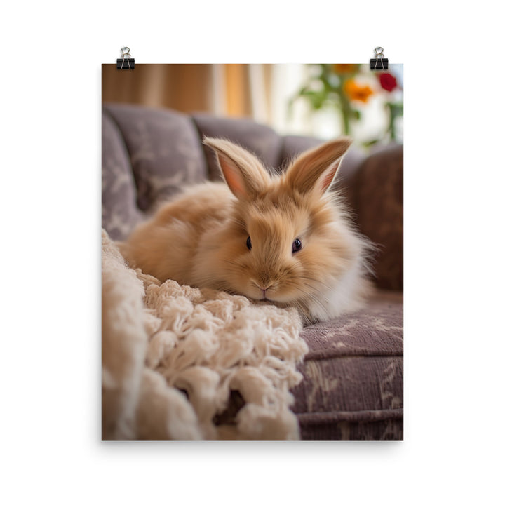 Lionhead Bunny in a Cozy Setting Photo paper poster - PosterfyAI.com