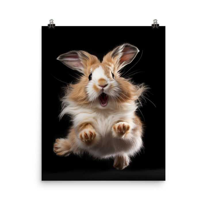 Lionhead Bunny Enjoying a Playful Hop Photo paper poster - PosterfyAI.com