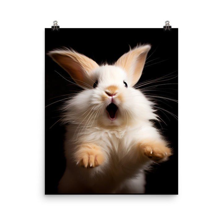 Lionhead Bunny Enjoying a Playful Hop Photo paper poster - PosterfyAI.com