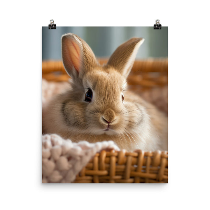 Jersey Wooly Bunny in a Cozy Setting Photo paper poster - PosterfyAI.com