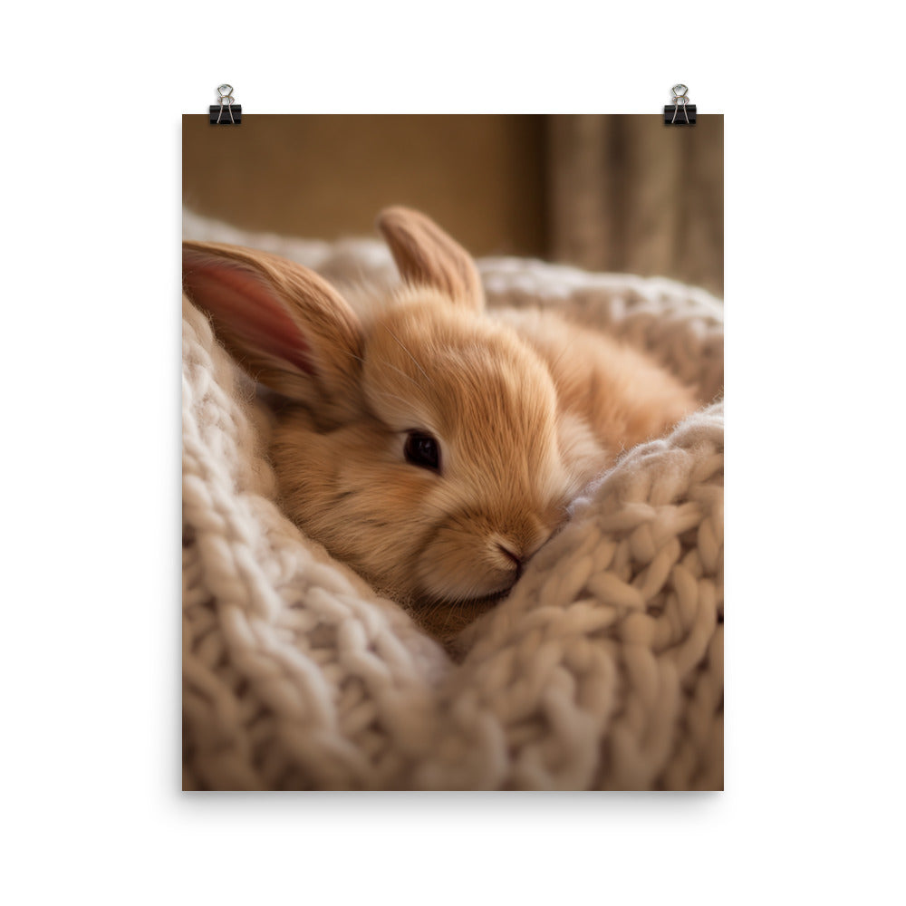 Jersey Wooly Bunny in a Cozy Setting Photo paper poster - PosterfyAI.com