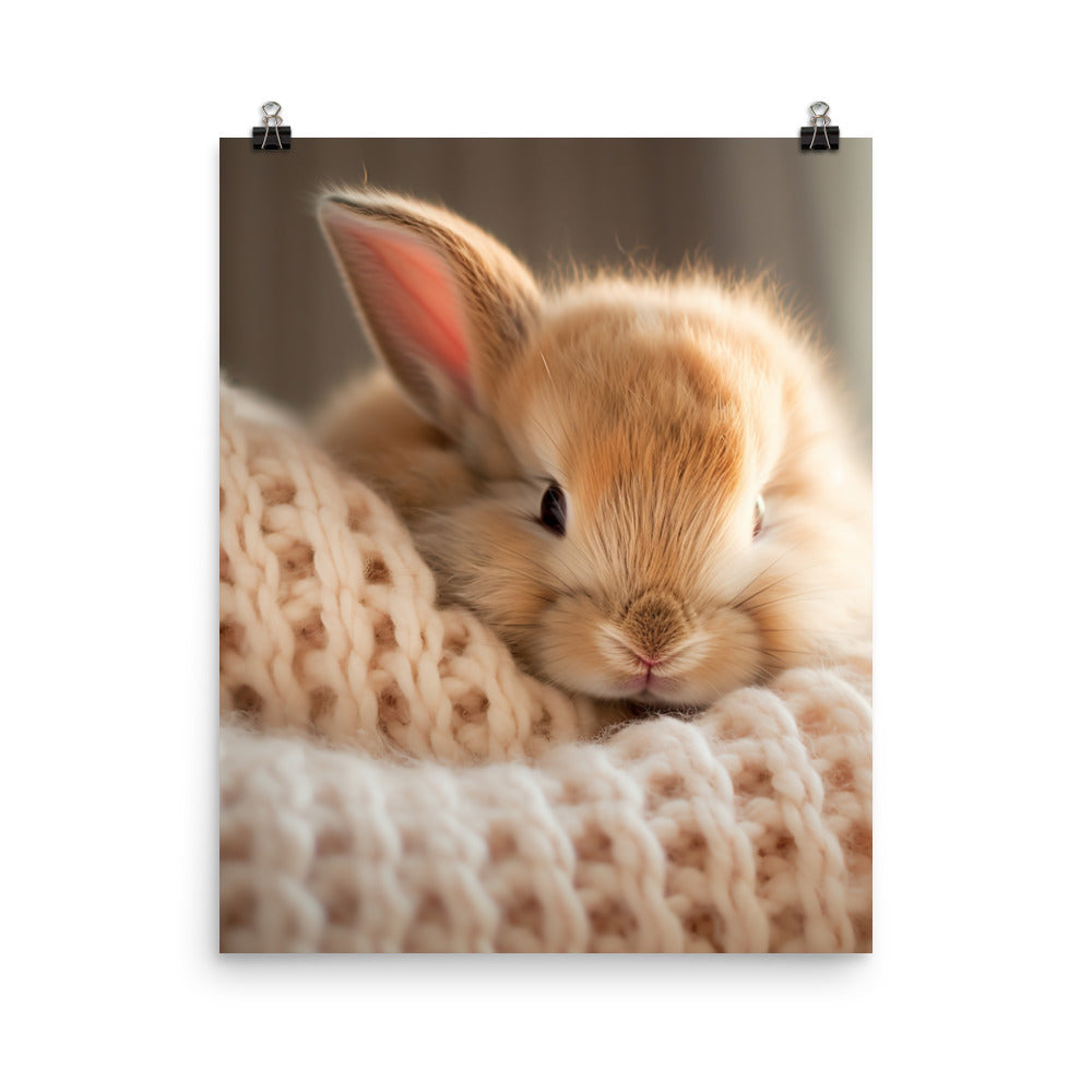 Jersey Wooly Bunny in a Cozy Setting Photo paper poster - PosterfyAI.com