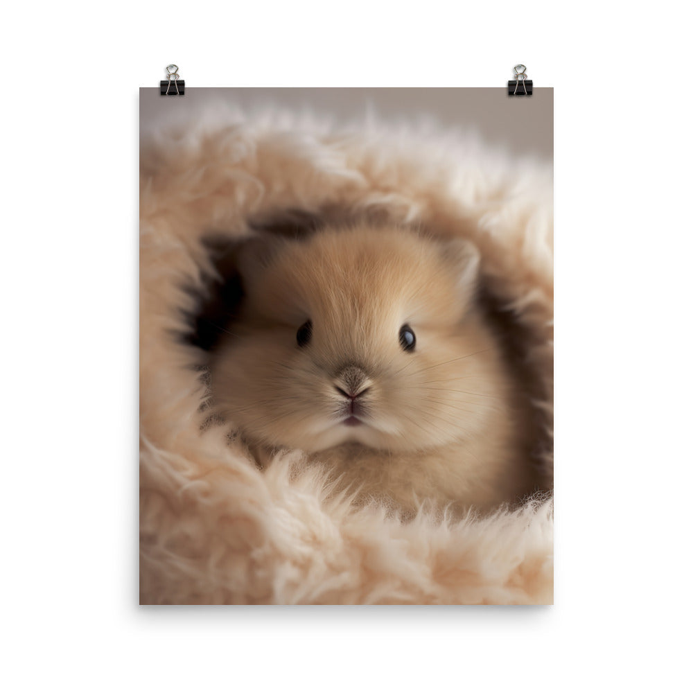 Adorable Jersey Wooly Bunny Photo paper poster - PosterfyAI.com