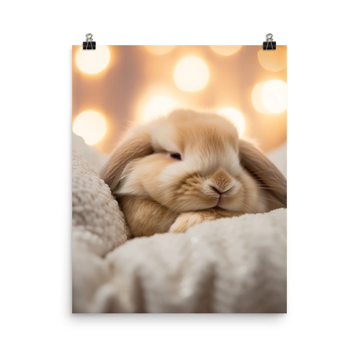 Holland Lop Bunny in a Cozy Setting Photo paper poster - PosterfyAI.com