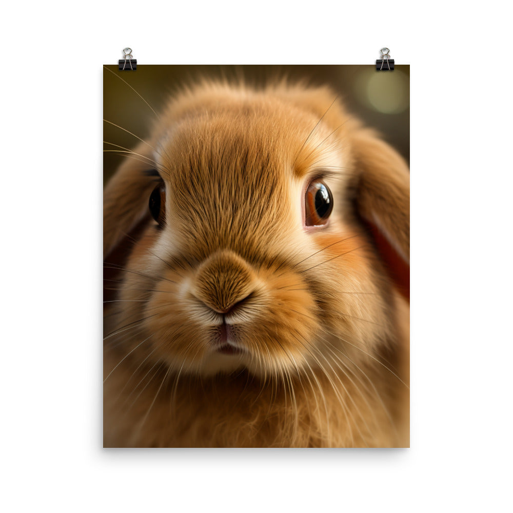 Charming Holland Lop Bunny Photo paper poster - PosterfyAI.com
