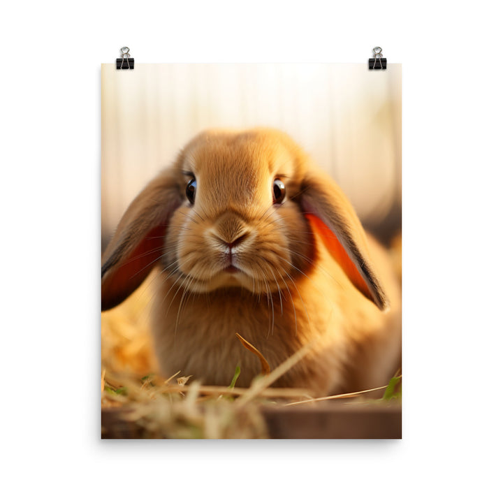 Adorable Holland Lop Bunny Photo paper poster - PosterfyAI.com