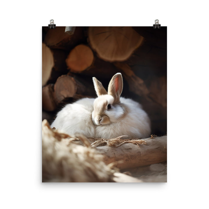Himalayan Bunny in a Cozy Setting Photo paper poster - PosterfyAI.com