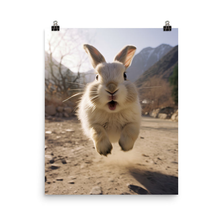 Himalayan Bunny Enjoying a Playful Hop Photo paper poster - PosterfyAI.com