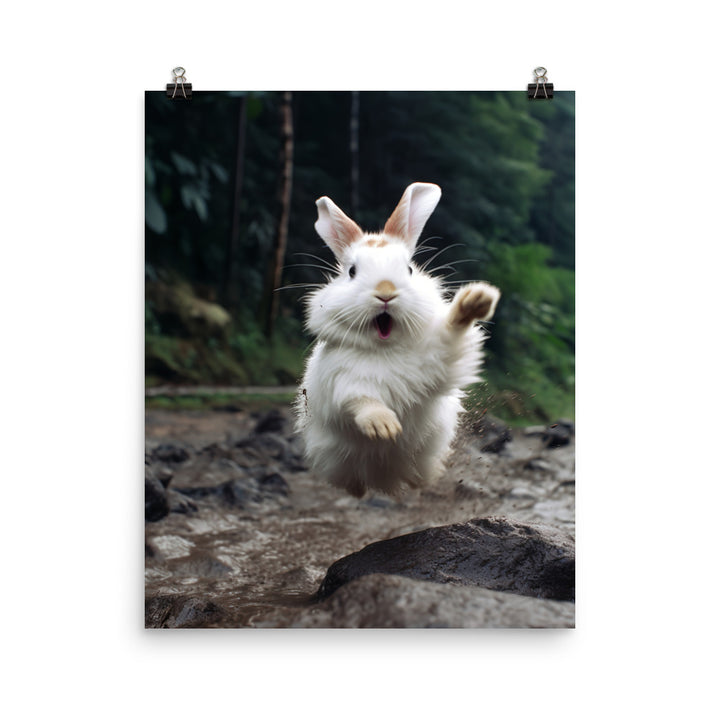 Himalayan Bunny Enjoying a Playful Hop Photo paper poster - PosterfyAI.com