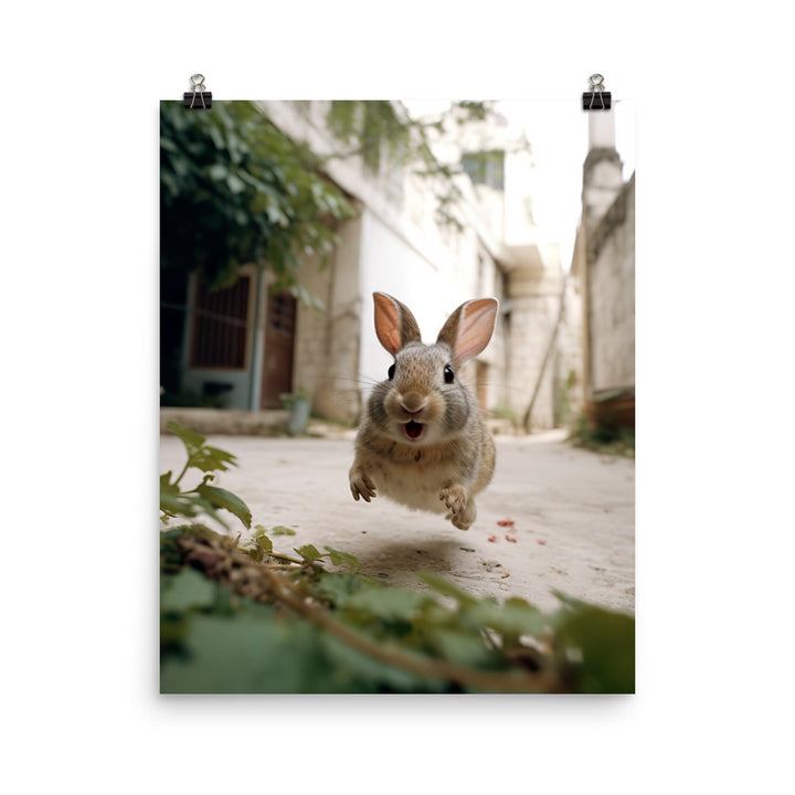 Havana Bunny Enjoying a Playful Hop Photo paper poster - PosterfyAI.com