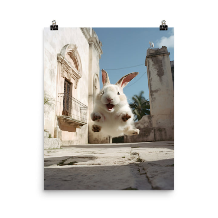 Havana Bunny Enjoying a Playful Hop Photo paper poster - PosterfyAI.com