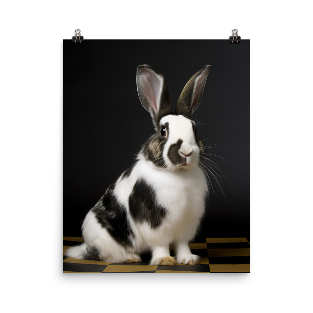 Harlequin Bunny with a Stylish Pose Photo paper poster - PosterfyAI.com