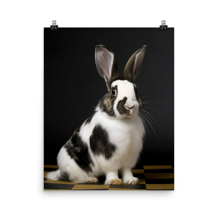 Harlequin Bunny with a Stylish Pose Photo paper poster - PosterfyAI.com