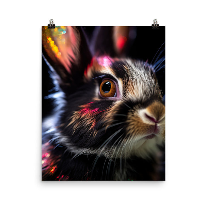 Charming Harlequin Bunny Photo paper poster - PosterfyAI.com